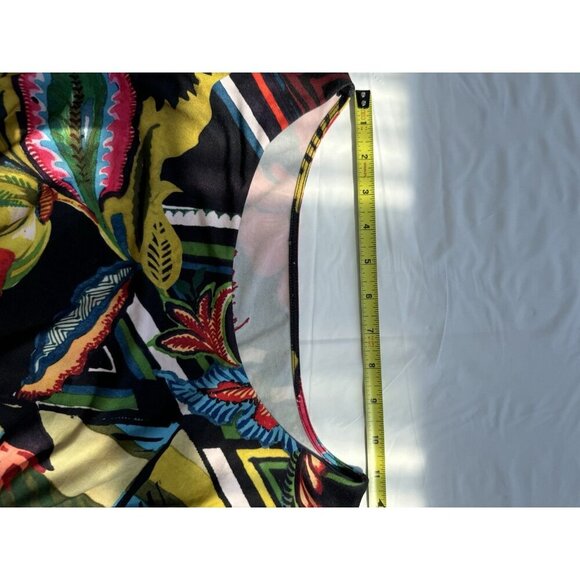 Desigual Rosita Dress M (14) Colorful Floral Stretch Faux Wrap Bodycon Mini - Picture 7 of 16